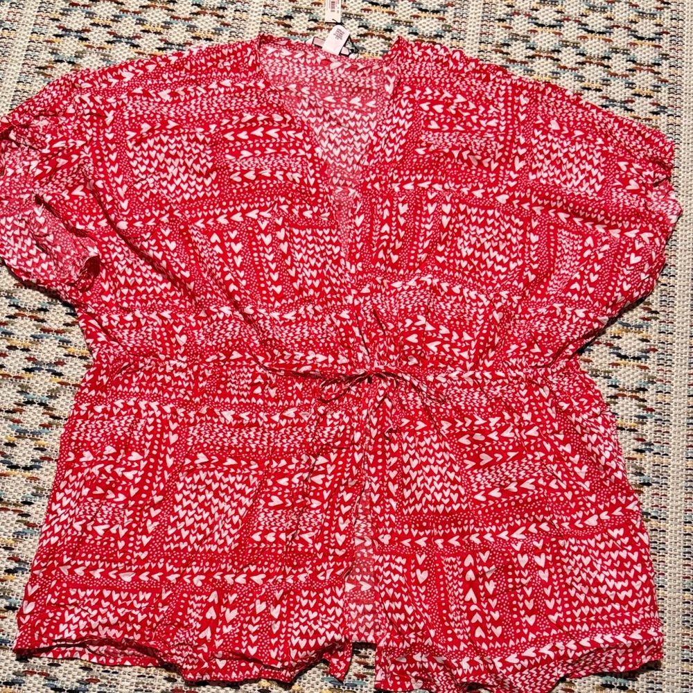 Victoria's Secret Red and White Swim Coverup